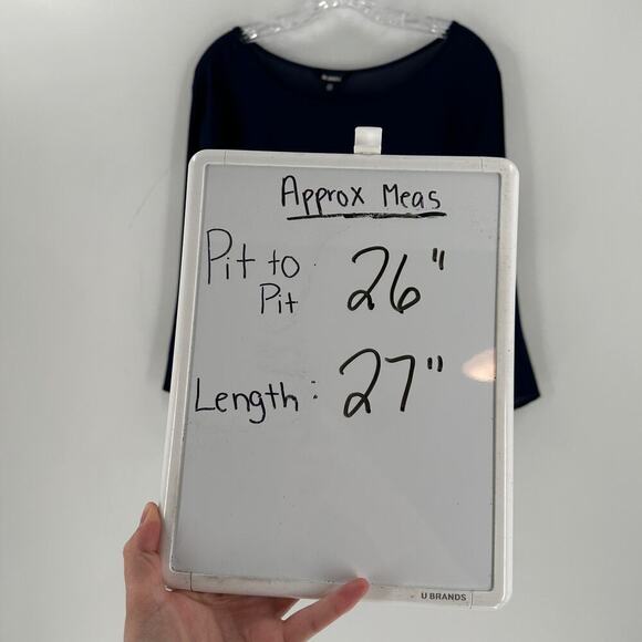 BB Dakota Lace Hem 3/4 Sleeve Pullover Plus Size Top Navy Blue Women's Size 2X - Picture 8 of 8